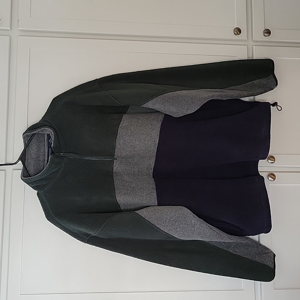 Van Heusen Men's Fleece, size XXL, zip neck, Green Navy Gray. Machine wash